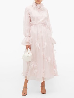 Roksanda Cowie Feather-trim Silk-organza Gown - Light Pink
