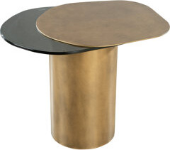 Wrought Studio Cerryn Modern Irregular End Table with Sculptural Free Form Design and Glass Top – Contemporary Side Table