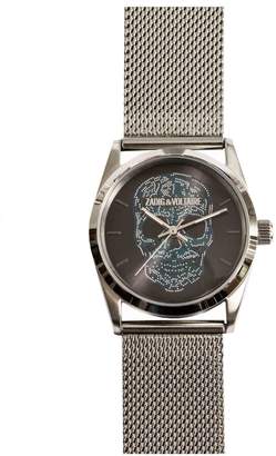 Zadig & Voltaire Silver mesh Skull watch 33