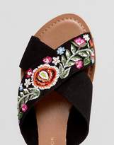 Thumbnail for your product : New Look Wide Fit Embroidered Cross Stap Mule