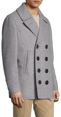 Burberry Kirkham Wool Double Breasted Peacoat