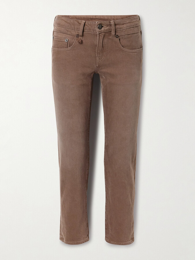 R 13 Boy Cropped Low-rise Straight-leg Jeans - Brown