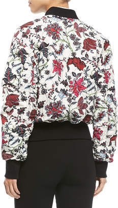 Diane von Furstenberg Zip-Front Floral-Print Bomber Jacket