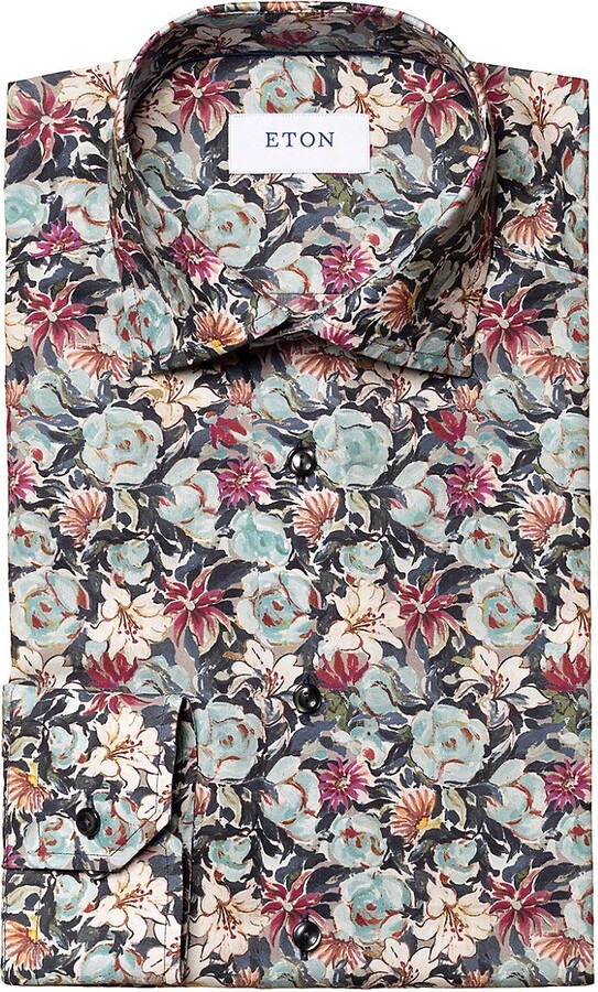 Eton Slim-Fit Floral Dress Shirt - ShopStyle