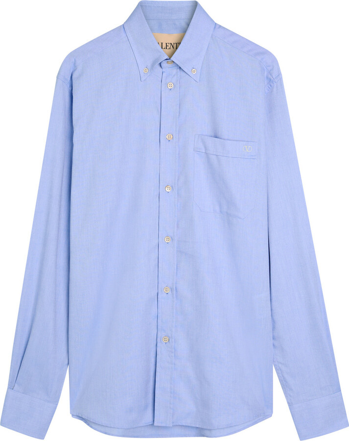 Valentino Garavani Logo-embroidered Cotton Oxford Shirt