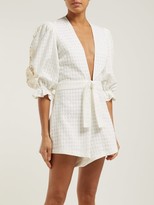 Thumbnail for your product : Adriana Degreas Porto Embroidered-sleeve Cotton Playsuit - White