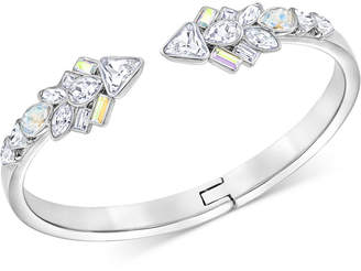 Swarovski Silver-Tone Crystal Cluster Hinged Bangle Bracelet