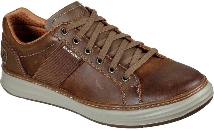 skechers mens brown leather trainers