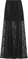 Thumbnail for your product : DKNY Paneled lace and silk-blend chiffon maxi skirt