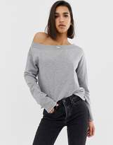 Thumbnail for your product : ASOS Design DESIGN off shoulder sweatshirt with raw edges in grey