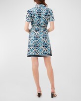 Thumbnail for your product : Trina Turk Annabel Belted Geometric-Print Mini Shirtdress