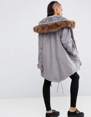 ASOS Parka with Colored Faux Fur Liner