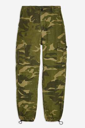 Topshop Womens Petite Combat Camouflage Trousers - Khaki