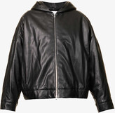 Oversized zip-front leather jacket 