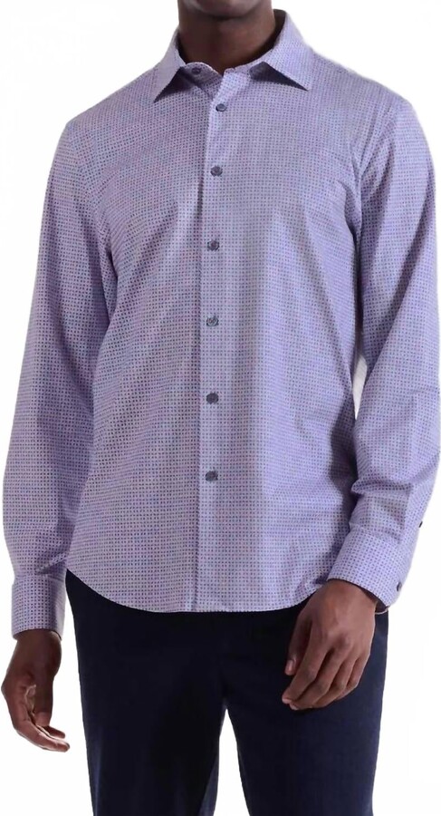 Bugatchi Uomo James Geometric Oooh Cotton Shirt In Berry