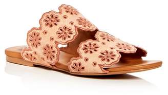 See by Chloe Women's Floral Eyelet Suede Slide Sandals