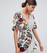 Thumbnail for your product : Missguided Floral & Polka Dot Wrap Tea Dress
