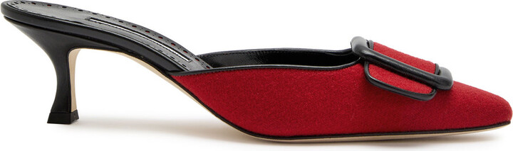 Manolo Blahnik Maysalebi 50 Wool and Leather Mules