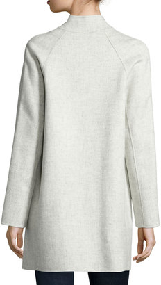 Vince Stand-Collar Wrap Coat, Light Heather Gray
