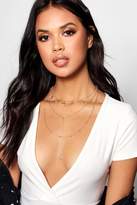 Thumbnail for your product : boohoo Coin Choker Trim Plunge Layered Necklace