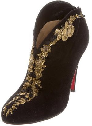 Christian Louboutin Embellished Suede Booties