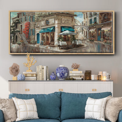 Red Barrel Studio Corner Café- Framed Canvas