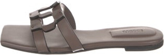 Jonathan Simkhai Leather Slides Grey Crossover Straps Unfortunately, due to restrictions, this item may not be eligible for shipping in all areas.