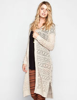 Thumbnail for your product : Full Tilt Open Stitch Womens Maxi Cardigan