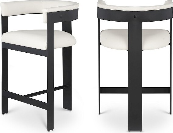 Meridian Furniture MeridianFurnitureRomeoCreamVeganLeatherCounterStoolSetof2