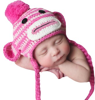 Melondipity Baby Hats Melondipity's Striped Sock Monkey Baby Hat - Baby Girls