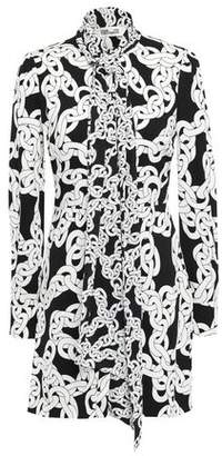 Diane von Furstenberg Pussy-bow Printed Stretch-crepe Mini Dress
