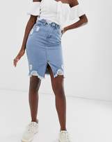 Thumbnail for your product : Missguided Tall distressed denim skirt