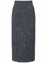 Thumbnail for your product : Alessandra Rich Sequin Cotton Blend Tweed Midi Skirt