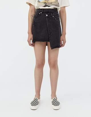 Which We Want Women's Bonnie Denim Mini Skirt in Black, Size Large | 100% Cotton
