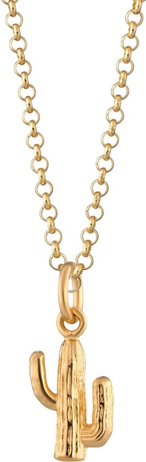 Scream Pretty Gold Cactus Charm Necklace