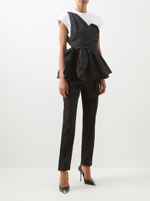 Alexander McQueen One-shoulder Cotton-peplum T-shirt - ShopStyle
