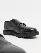 Thumbnail for your product : Silver Street wide fit chunky leather double monk brogues in black box