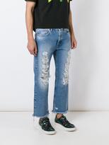 Thumbnail for your product : Palm Angels distressed cropped jeans - men - Cotton/Polyester - 30