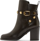 Thumbnail for your product : Versace Black Leather Logo Studded Ankle Boots