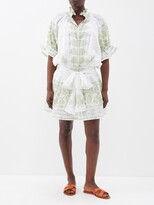 Thumbnail for your product : Juliet Dunn Blouson Dhaka-print Cotton Mini Shirt Dress