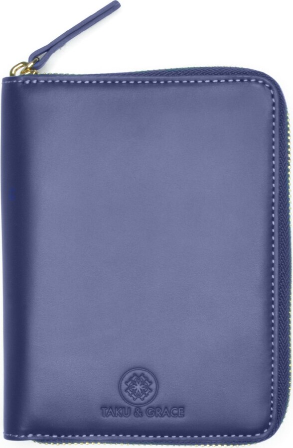 Taku & Grace Women's Yama Passport Zip Wallet Blueprint Navy