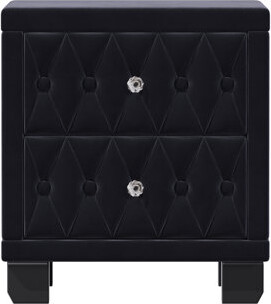 Bluesofa Spacious Storage Velvet Nightstand With Crystal Knob Handles For Bedroom