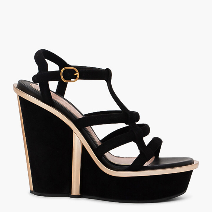 Black Strappy Wedges | Shop the world's largest collection of fashion |  ShopStyle UK