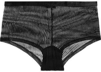 Cosabella Powerhouse Flocked Stretch-tulle Boy Shorts - Black