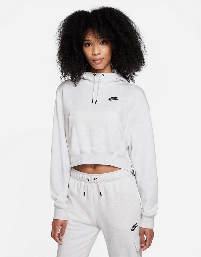 Nike Essentials Fleece side zip hoodie in white heather - ShopStyle