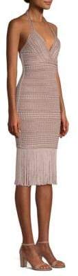 Herve Leger Women's Jacquard Fringe Dress - Bare Combo - Size Large