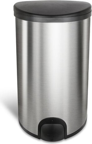 NineStars Nine Stars Toe Touch Automatic Trash Can, 13 Gallon Stainless Steel, Foot Sensor Hands-Free Soft-Close Lid Garbage Bin, Silver