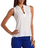 Thumbnail for your product : Charlotte Russe Sheer Sleeveless Deep V Tunic Top