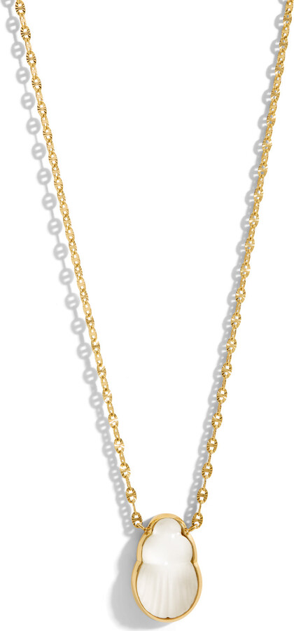 LITO FINE JEWELRY Mother of Pearl Scarab Chiara Yellow Gold Necklace