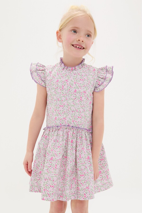 La Coqueta Fuschia Floral Filomena Drop Waist Dress